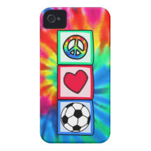 Peace, Love, Soccer iPhone 4 Case-Mate Case