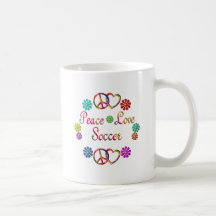 PEACE LOVE SOCCER MUG
