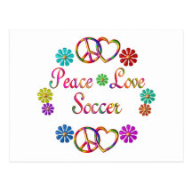 PEACE LOVE SOCCER POSTCARD
