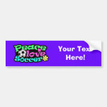 Peace, Love, Soccer; Retro Bumper Stickers