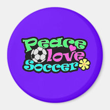 Peace, Love, Soccer; Retro Fridge Magnets