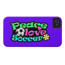Peace, Love, Soccer; Retro iPhone 4 Case-Mate Case