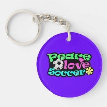Peace, Love, Soccer; Retro Keychains
