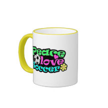 Peace, Love, Soccer; Retro Mugs