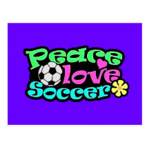 Peace, Love, Soccer; Retro Postcard