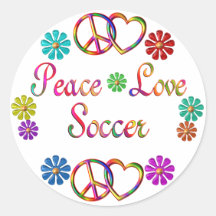 PEACE LOVE SOCCER ROUND STICKERS