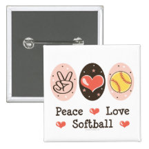 Peace Love Softball Button