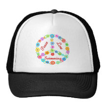 Peace Love Swimming Mesh Hat