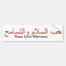 Peace Love Tolerance Bumper Stickers