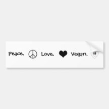 Peace, Love, Vegan Bumper Sticker