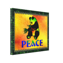 Peace Panda Bear Stretched Canvas Prints