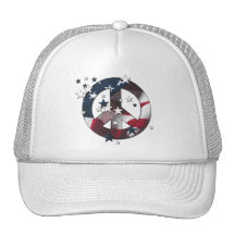 Peace Sign American Stars & Stripes Flag Mesh Hats