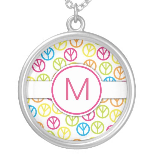 Peace Sign Monogram Necklace