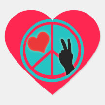 Peace Sign Peace and Love Heart Sticker