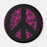 Peace Sign Pink Black Magnets