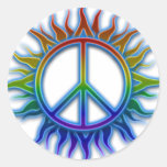 "Peace Sign Sun" Rainbow colored peace sign symbol Sticker