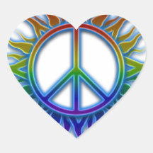 "Peace Sign Sun" Rainbow colored peace sign symbol Stickers