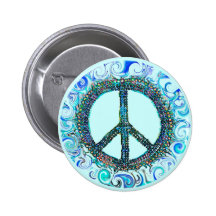 Peace Sign With Blue Waves Buttons