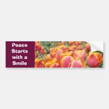 Peace Starts with a Smile! bumper sticker Tulips