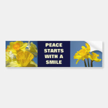 Peace Starts with a Smile bumper stickers Daffodil