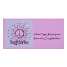 Peace Sun Sagittarius Personalized Photo Card