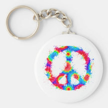 Peace Symbol Tie Dye Ink Keychains