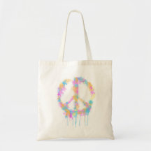 Peace Watercolor Design Canvas Bags