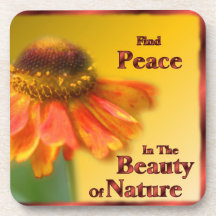 Peace Zinnia Flower Inspirational Coaster Set
