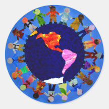 Peaceful Children Around World Sticker: