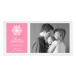 Peaceful Snowflake Christmas Photo Card Dark Pink photo cards