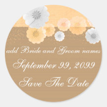 Peach And White Floral Save The Date Reminders Round Sticker