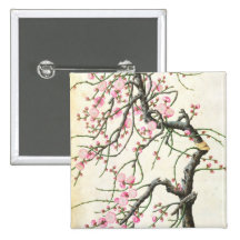 Peach blossom (colour on paper) pins