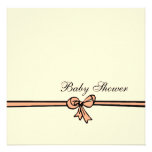 Peach Bow-Baby Shower Personalized Announcements