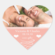 Peach Chalkboard Wedding Save the Date Seal Stickers