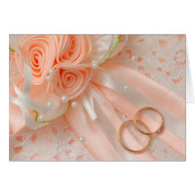 PEACH FLORAL AND WEDDING RINGS CARD
