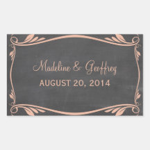 Peach Flourish Chalkboard Wedding Stickers