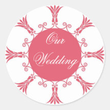 Peach Flourish Design-Our Wedding Sticker