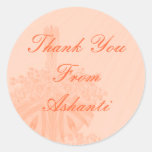 Peach Flower Basket "Thank You From _____" Stickers