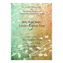 Peach Green Grunge Wedding Invitation