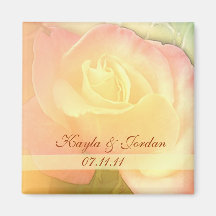Peach pastels rose save the date fridge magnet