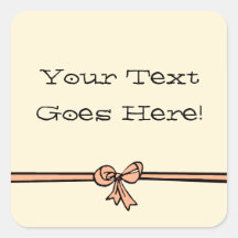Peach Ribbon & Bow-Personalise it! Square Stickers