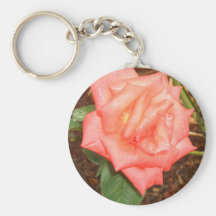 Peach Rose in the Rain CricketDiane Florals Keychains
