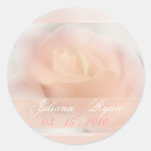 peach rose wedding date stickers