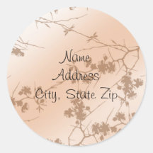 Peach Swirling Vines Sticker
