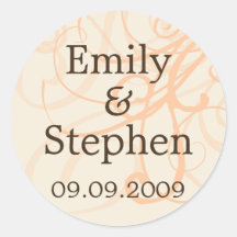 Peach Swirls • Save the Date Sticker