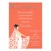 Peach & White Bride Bridal Shower Invitation