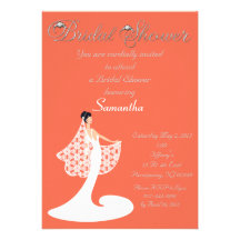 Peach & White Bride Bridal Shower Invitation