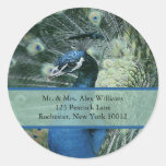 Peacock Address or Save the Date Labels Round Sticker