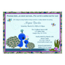 PEACOCK Baby Shower invitation girl boy mummy PBM