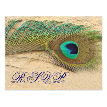 peacock blue  Wedding rsvp card Postcard